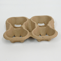 Support à 4 tasses compostable en pâte à papier, plateau perforé détachable pour café, conteneur écologique pour boissons à emporter