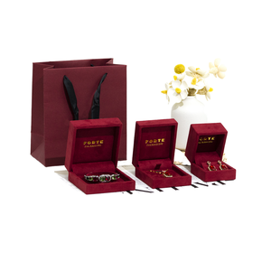 FORTE Red High-end Simple <b>Jewelry</b> Packaging Set <b>Box</b> with Magnetic Closure Velvet Lining for Rings and <b>Necklaces</b> - Product Image 1