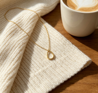 Collier Minimaliste Ouvert en Acier Inoxydable 316L Plaqué Or, Étanche et Inaltérable, pour Femme