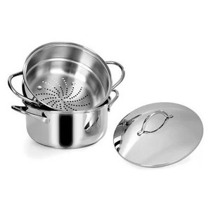 Ensemble de cuiseurs vapeur en acier inoxydable 24 cm, chrome poli, compatible induction, passe au lave-vaisselle - Product Image 3