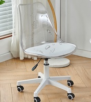 Chaise de bureau moderne à roulettes avec coque transparente, réglable en hauteur et pivotante, pour ordinateur