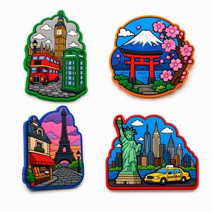 Lot de 4 aimants de réfrigérateur en PVC sur le thème des monuments mondiaux (USA, <span class=keywords><strong>France</strong></span>, Japon, Royaume-Uni), aimants de voyage 3D de dessin animé, collection de cadeaux touristiques - Product Image 1
