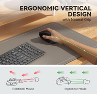 Souris ergonomique IClever WM101, souris verticale sans fil avec 4 niveaux de DPI réglables, 6 boutons pour ordinateur portable, PC, ordinateur de bureau