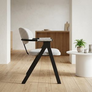 Silla de Comedor Tapizada Portátil Moderna YAKUT con Brazos, Asiento de Tela, Patas de Metal Resistentes, Estilo Nórdico, Apilable y Ergonómica - Product Image 3