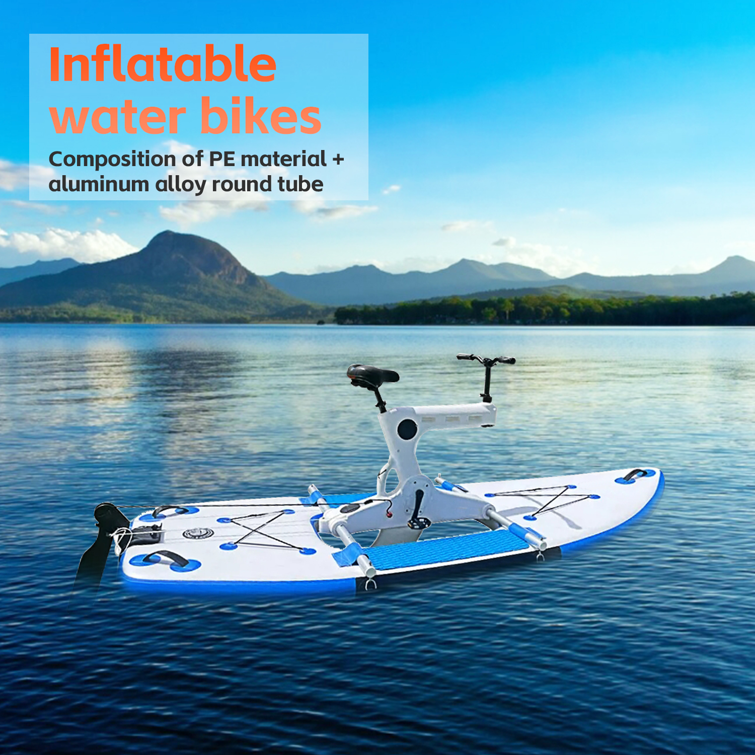 Bicicleta de água para barco, bicicleta de corrida ampliada com pedal de metal PE + pedal, bicicleta aquática e bicicleta SUP