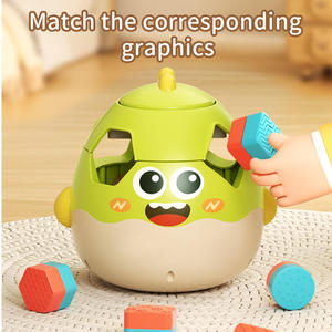 Montessori Sorting Geometric Block Pairing Multifunction Cartoon <b>Egg</b> Rotation Change Shape Block Matching Game Educational Toys - Product Image 2