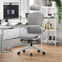 Chaise de bureau exécutive moderne, rotation à 360°, siège en tissu maillé ergonomique haute élasticité, 3 vérins à gaz, hauteur réglable, réglage 3D