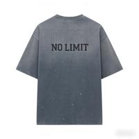 Fabricant de vêtements streetwear personnalisés : T-shirt tendance pour homme délavé, motif corbeau, OEM/ODM acceptés