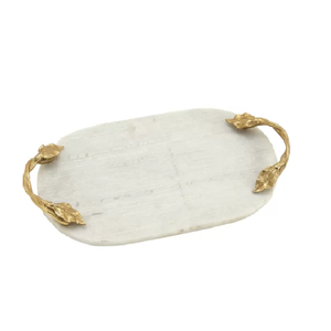 Plateau de service en métal et marbre, décoratif, plaqué or, 20 unités - Product Image 1