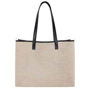 Bolso de Hombro Práctico con Bolsillo con Cremallera para Compras, Playa, Bolsa Pequeña, Ecológico, Grande, de Yute, Algodón - Product Image 5