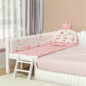 Lüks avrupa tarzı beyaz ahşap çocuk yatakları çocuk odası mobilyaları katı ahşap prenses kız yatak ile pembe nevresim takımı
