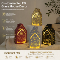 Lampe en verre personnalisée Casetta Di Vetro, ornement LED en borosilicate, décoration de table de Noël, fournisseur de marque privée, ODM, vente en gros