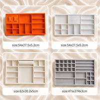 Boîte de présentation empilable de luxe avec logo personnalisé, plateau à bijoux en cuir PU orange de qualité supérieure pour le rangement de montres, colliers et bagues