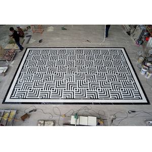 Piastrelle in Marmo Naturale Bianco e Nero con Taglio a Idrogetto, Mosaico per Pavimenti di Hall e Corridoi, Progetto di Piastrelle in Marmo - Product Image 1
