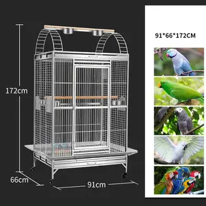 Paslanmaz Çelik Büyük Lüks Çevre Dostu Dört Mevsim Kuş Kafesi Cam ve Plastik ile - Product Image 2