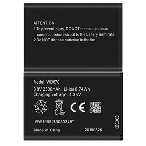 แบตเตอรี่ WD670ดั้งเดิมสำหรับโทรศัพท์มือถือ ZTE 4G LTE Pocket WIFI Router Body 2 KB-OSH150-2300 Tele 2 OSH-150แบตเตอรี่ดิจิตอล - Product Image 5