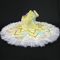 T0231 robe de Ballet jaune à manches courtes en dentelle, Design Original, vente en gros, Tutu
