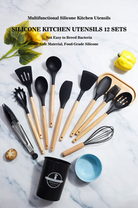 Offre Spéciale : Ensemble d'ustensiles de cuisine 12 pièces en silicone de qualité alimentaire avec support – Outils et accessoires de cuisson - Product Image 5