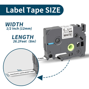 Ruban d'<span class=keywords><strong>étiqueteuse</strong></span> noir sur blanc Puty 12 mm TZe-231, rubans compatibles TZ laminés Tze231, ruban d'<span class=keywords><strong>étiqueteuse</strong></span> 12 mm - Product Image 4