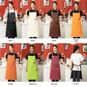 ผ้ากันเปื้อนแบบยาวกันน้ำ ทำจากหนัง PU นุ่ม ลายทวิล พร้อมสายคล้องคอ ใช้ได้ทั้งชายและหญิง เหมาะสำหรับใช้ในครัวและร้านอาหาร - Product Image 6