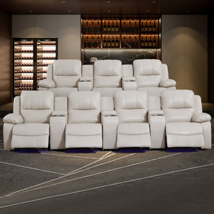 Conjunto de Asientos Modernos para Cine en Casa, Sofá Reclinable Eléctrico con Iluminación Ambiental <span class=keywords><strong>LED</strong></span> y Portavasos, Sillas de Cine Multifila - Product Image 1