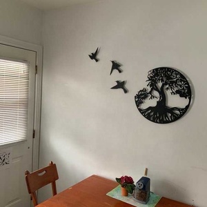 <span class=keywords><strong>Arbre</strong></span> <span class=keywords><strong>de</strong></span> <span class=keywords><strong>vie</strong></span> et 3 oiseaux métal mur Art suspendu maison salle à manger décor salon chambre signes mur décorations personnalisées - Product Image 5