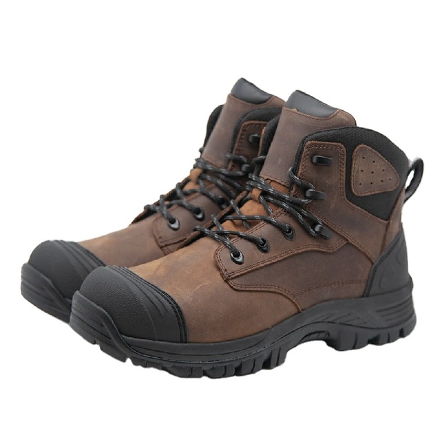 Unisex Comfortable & Breathable Work Boots with Genuine Leather Upper Industrial Anti-Puncture Safety Shoes