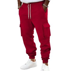 Pantalon cargo multi-poches pour homme personnalisé, pantalon en toile élastique uni, style décontracté, taille mi-haute - Product Image 1