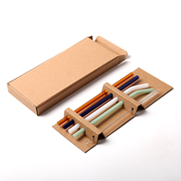 Pailles réutilisables en verre borosilicate pour boisson, accessoires de bar écologiques avec emballage carton et brosse