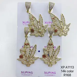 Xuping liontin kuningan bentuk ular CZ, liontin gajah Bee Palm berlapis emas 14K