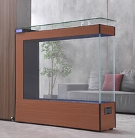 Grand Aquarium Rectangulaire en Verre Ultra-Clair Écologique pour Poissons avec Cloison d'Écran pour Salon