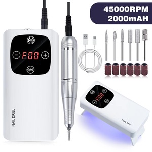 Professional 45000RPM Electric <b>Nail</b> Drill Machine - Cordless Rechargeable for Salon & Home, Portable Manicure Kit LED Light - Product Image 2