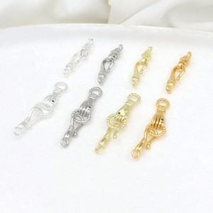 Cierre de anzuelo con acabado en oro de 18k que conserva el color, hebilla con acabado de flor de campanilla, cierre de conexión, pulsera y collar hechos a mano DIY - Product Image 2