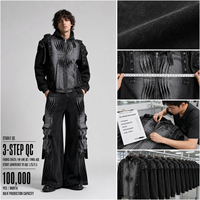 Ensemble de survêtement en jean pour homme, deux pièces, veste et pantalon en jean délavé, coton épais, streetwear, fournisseur de marques privées