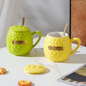 420Ml Mug Kopi Bentuk Durian Mug Kopi Susu Keramik Menggemaskan Cangkir Teh Cangkir Air Lucu Tahan Lama Dapat Digunakan Kembali untuk Penggunaan Sehari-hari di Rumah - Product Image 1