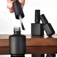 Flacon de vernis à ongles en verre transparent noir rechargeable, tailles 5ml-15ml, avec bouchon et pinceau, surface pour impression sérigraphique, pour design personnalisé