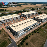 Entrepôt à structure métallique, usine de traitement de données, salle de serveurs de calcul IA, nœud cloud, ligne de production structurelle