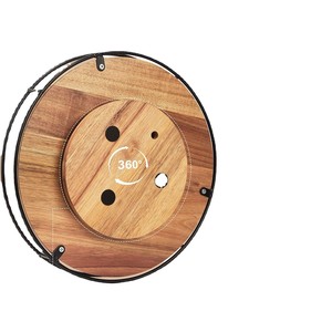 Bandeja giratoria de almacenamiento de madera maciza de forma redonda personalizada, estante giratorio para especias de cocina con lado de Metal - Product Image 3