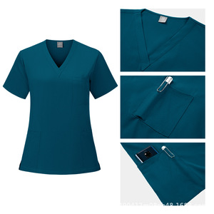 Divisa Sanitaria in Tessuto Dobby di Poliestere per Medici e Infermieri, Camici Chirurgici, Pantaloni Jogger per Sala Operatoria, Tinta Unita - Product Image 2
