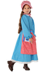 Disfraz de Niña para el Día Nacional 2026, Vestido Colonial Azul de las Praderas con Mangas Largas para Halloween, Inspirado en Películas y Televisión - Product Image 3