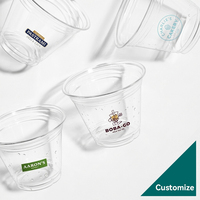Gobelets en plastique PET jetables transparents de 9 oz (300 ml) avec couvercles anti-fuite, sans BPA, logo personnalisé imprimé pour café, thé glacé, smoothie, jus, vodka