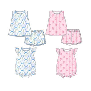 Preorder con abiti da boutique occidentale con stampa senza maniche set da bambina set estivi per bambini - Product Image 1