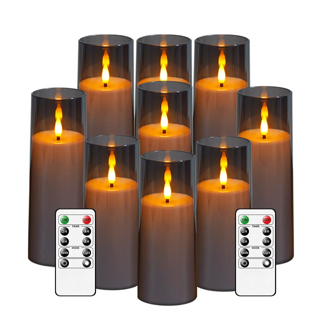 Grey candles set with remote control classic style replaced wick high end pray Led candle light
