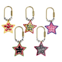 Porte-clés de luxe JS personnalisés avec lettres et perles en forme d'étoile, breloques Y2K mignonnes et colorées en métal pour clés de voiture, sacs et téléphones, vente en gros