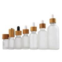 LANJING botol penetes kaca kosmetik kosong botol tetes bambu Amber bening biru hijau