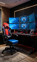 Chaise de jeu d'ordinateur de bureau ergonomique en cuir à motifs avec oreiller lombaire chaise de simulateur de course pour Esports Club