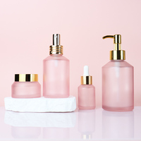 Bouteilles cosmétiques personnalisées en verre dépoli rose à épaule oblique avec bouchon à vis, vides, pour soins de la peau, 15ml/30ml/60ml/100ml/120ml/200ml