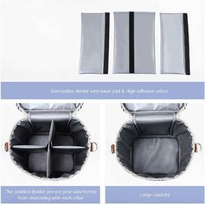 Bolsa Térmica para Vino con Correa <span class=keywords><strong>de</strong></span> Hombro Ajustable OEM, Bolsa <span class=keywords><strong>de</strong></span> Transporte para Picnic con Capacidad para <span class=keywords><strong>4</strong></span> <span class=keywords><strong>Botellas</strong></span>, Bolsa Refrigerante Impermeable para Viajes - Product Image 5