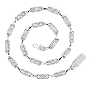 Collar <span class=keywords><strong>de</strong></span> <span class=keywords><strong>Cadena</strong></span> Cubana Estilo Hip Hop para <span class=keywords><strong>Hombre</strong></span> y Mujer, Joyería <span class=keywords><strong>de</strong></span> Plata <span class=keywords><strong>de</strong></span> Ley 925 con Moissanita, Certificado GRA - Product Image 5