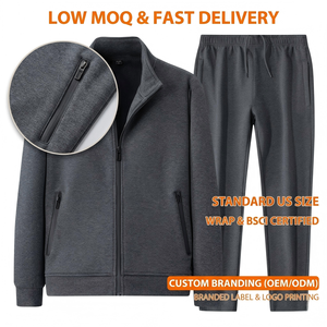 Conjunto Deportivo Premium <span class=keywords><strong>para</strong></span> <span class=keywords><strong>Hombre</strong></span>, Forrado de Felpa, Grueso y Cálido, de Dos Piezas, Chaqueta con Cierre Completo y Cuello Alto, Ropa Deportiva Informal, Logotipo Personalizado - Product Image 1